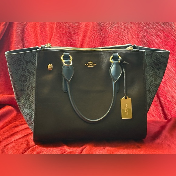 Coach Crosby Carryall Blue with Embossed Snakeskin, Retired - Picture 15 of 17